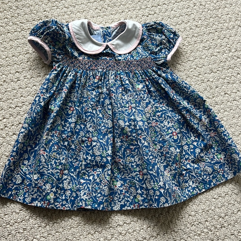 24m Bella Bliss Smocked blue and pink floral dress